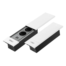 پریز توکار کابینت مدل کشویی USB دار و دو پریز سارو Plug-S2-U